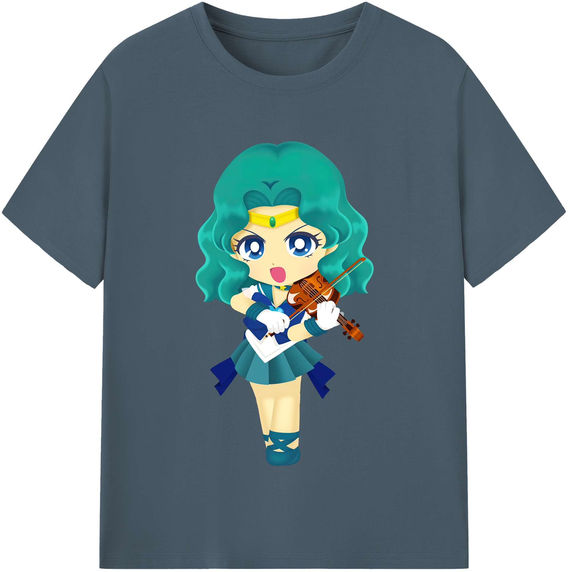 （画像用） 美少女戦士セーラームーン 海王 みちる（かいおう みちる） Sailor Moon Kaiou Michiru 綿100％半袖Tシャツ（フロントプリント）